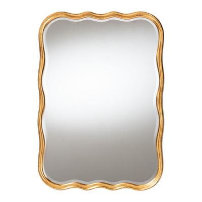 Fredrika Antique Goldleaf Scalloped Wood Accent Wall Mirror by Wholesale Interiors INC in Antique (Size ONE SIZE)