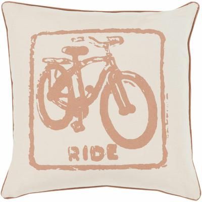 Flookburgh 22" x 22" Cottage Cotton Beige/Brown/Dark Red Throw Pillow - Boutique Rugs