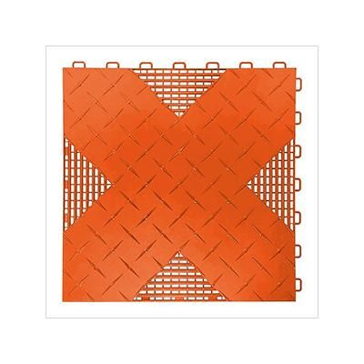 TurboTile Hybrid-X 17x17-Inch Orange Garage Floor Sample Tile (1-Pack)