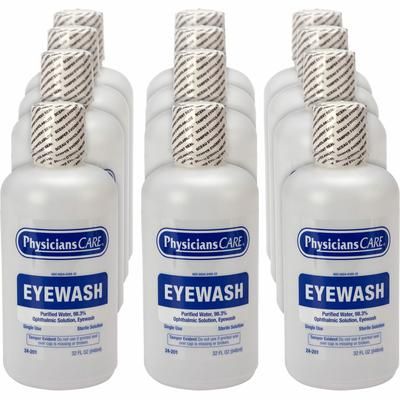 First Aid Only Sterile Ophthalmic Solution Eyewash, 1 quart, Sterile, For Eye irrigation, Eye Burning, 12/Carton (FAO24201CT)