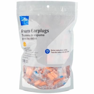 Medline High-fidelity Foam Earplugs, Recommended for: Ear, 35, Noise Reduction Rating Protection, High-fidelity Foam, Orange, 50/Bag, 30/Carton (MIIMD