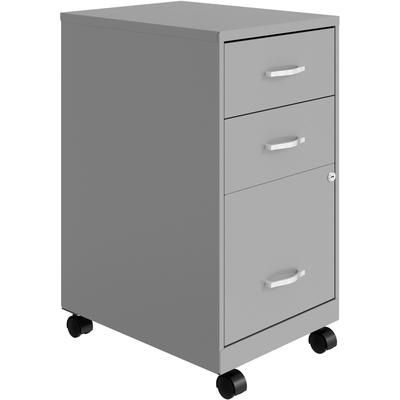 NuSparc 3-Drawer Organizer Metal File Cabinet, 14.2" Width x 18" Depth x 26.7" Height, Gray, Metal, Recycled (NPRVF318CMSR)
