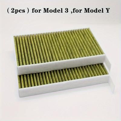 TEMU (2pcs) Air Filter With Activated Carbon For Model 3, For Model Y, Air Replacement Cabin Air Filter Car Accessories, Replacement 1107681-00-a