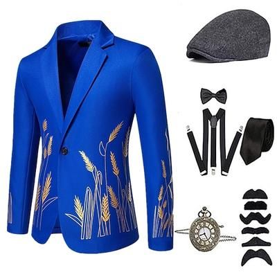 Anni 1920 Ispirato al vintage Il grande Gatsby Costume da festa Set di accessori Stampa Senza colletto Costume Per uomo Halloween Festa Sera Casual Quotidiano Adulti Cappotto