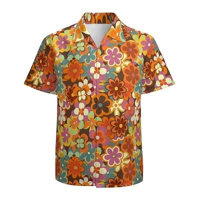Retrò Vintage Anni '70 Camicia Camicia Aloha Hippie Floreale Costume Per uomo Vacanza Feste Parata dell'Orgoglio Adulti Camicia