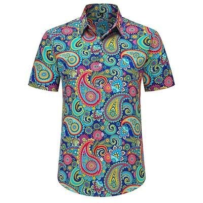 Retrò Vintage Anni '70 Camicia Camicia Aloha Hippie Paisley Costume Per uomo Mascherata Vacanza Feste Parata dell'Orgoglio Adulti Camicia