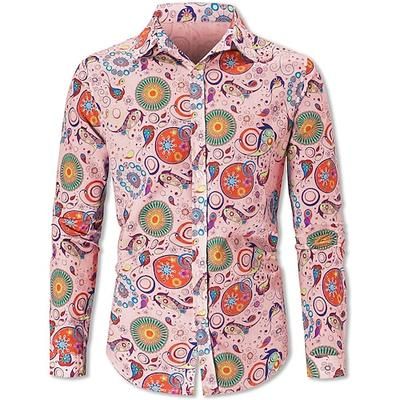 Retrò Vintage Anni '70 Camicia Hippie Stile Boho Costume Per uomo Feste Abbigliamento quotidiano Parata dell'Orgoglio Adulti Camicia