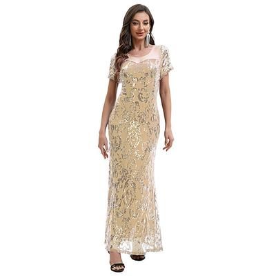 Anni Ruggenti Anni 1920 Lunghezza alla caviglia Lunghezza lunga Abito da sera Maniche corte Il grande Gatsby Paillettes Girocollo Scollo Tondo Costume Per donna Carnevale Festa serale Mascherata