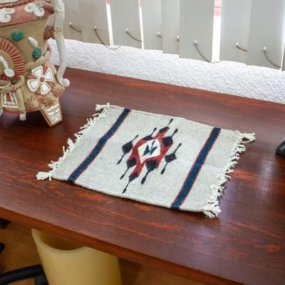 'Artisan-Made Zapotec Diamond-Patterned 100% Wool Table Mat'