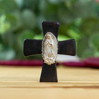 Guadalupe Cross,'Our Lady of Guadalupe Barro Negro Ceramic Aluminum Magnet'