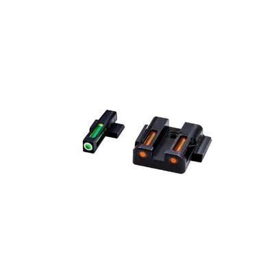 USED HiViz Litewave H3 Tritium/Litepipe Sight Set S&W M&P Fullsize M&P Compact Black Green/Orange Litepipes w/ White Front Ring MPN421 EDEMO2