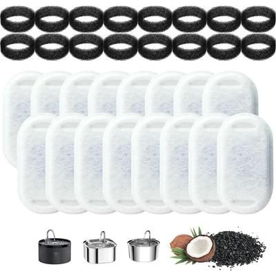 TEMU 32pcs Cat Water Fountain Filters Cat Fountain Filters 16pcs Activated Carbon Filter&16pcs Foam Filter For 3.2l, 2l Cat Water Fountain, Without Battery