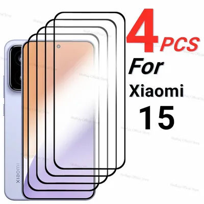 2/4PCS Tempered Glass For Xiaomi 15 Screen Protector For Xiaomi 15 Glass Protector Full Glue Protective Phone Film For Xiaomi 15