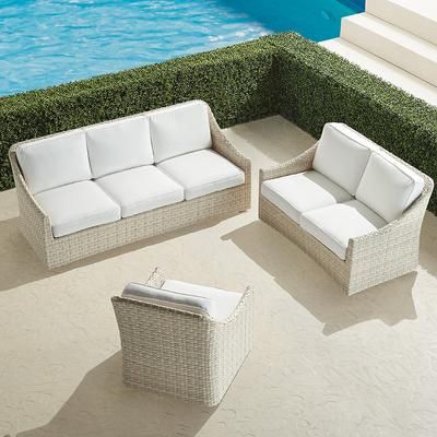 Ashby 3-pc. Sofa Set in Shell Wicker - Standard, Rain Sailcloth Cobalt - Frontgate