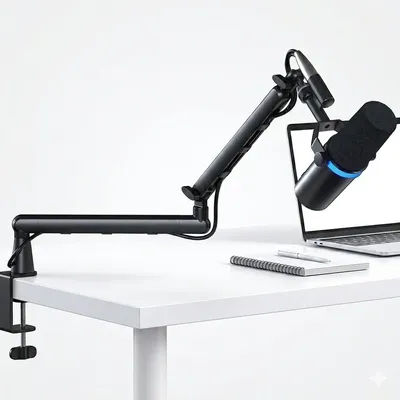Low Profile Mic Arm,360°Microphone Boom Arm Mic Stand for Fifine AM8 K669B Blue Yeti HyperX ,with Mic Clip 3/8"to 5/8"Adapter