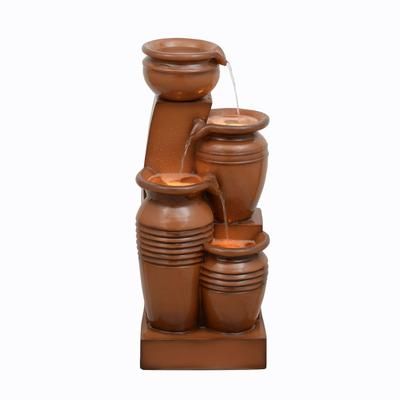 Fontana a 4 livelli in poliresina, marrone, 73x31x28 cm