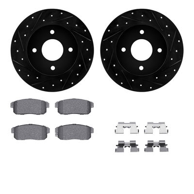 R1 Concepts Brake Disc & Pad Kit eLINE Black Rotors with Optimum OEp Pads Series, Rear, 1 Year Limited Warranty WHUH1-67061