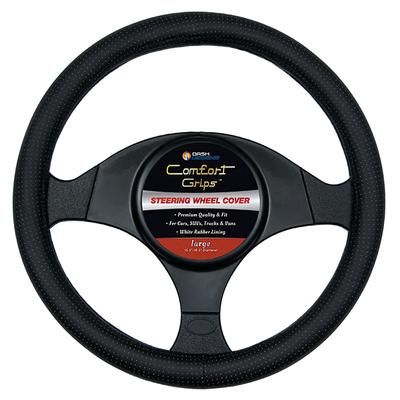 Dash Designs Steering Wheel Cover Leather Black Slip-On Comfort Grip Sedona Grip, 1-year limited warranty 3333BK
