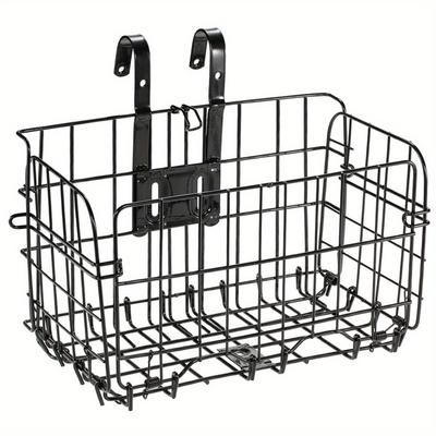 TEMU Foldable Bike Basket Made Of Iron Wire (black)