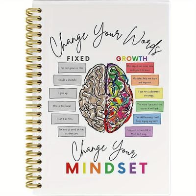 TEMU 1pc Mindset Spiral Notebook - 5.5x8.3 Inches, 50 College Ruled Pages, Mental For Women, Positive Affirmations, Self-improvement, Work Notes, Journaling, Mental Health Awareness Gift
