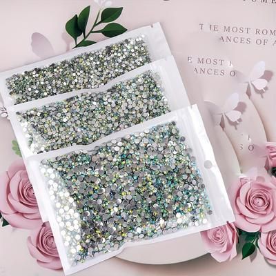 TEMU 6000pcs Crystal Ab Resin Rhinestones, 3mm/4mm/5mm Jelly Flatback Gems For Diy Crafts, Nail Art, Clothing & Makeup - Odorless Jewelry Making Supplies