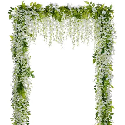 1.8M White Silk Wisteria Artificial Flowers Vine Garland Plants for Room Wedding Arch Decoration Fake Plant Flower Wall Decor