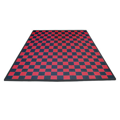 Swisstrax Double Car Garage Floor Mat In Diamondtrax Home Tiles (Checkered - Black, Red)