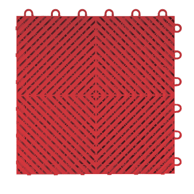 Swisstrax Racing Red Ribtrax Smooth Home Garage Floor Tile (10 Pack)