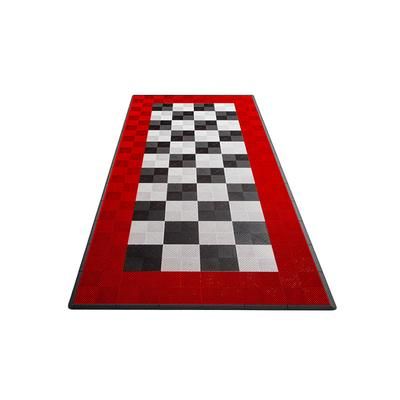Swisstrax Single Car Garage Floor Mat In Ribtrax Pro Tiles (Border - Black, White, Red)