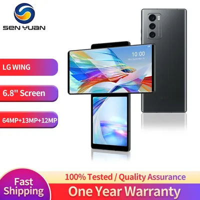 Unlocked Original LG WING 5G CellPhone F100VM F100TM F100N F100 4G LTE Mobile Phone 6.8'' 128GB ROM Android WING SmartPhone