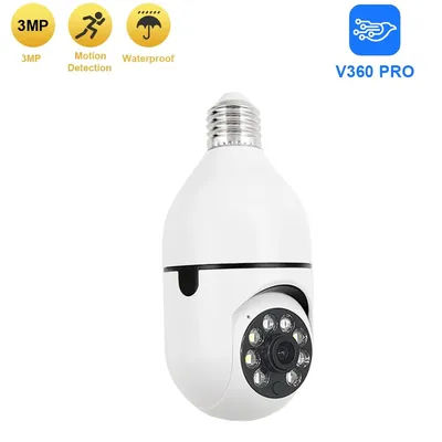3MP Bulb E27 Surveillance Camera 1080P Full Color Night Vision Human Tracking Zoom Indoor Security Wifi Mini IP Camera V360PRO
