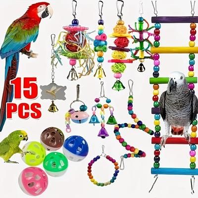 TEMU 15 Stuks Parakeet Bird Swings, Parrot Chew Toy, Training Swings, 's Brain With Fun Interactive Toys