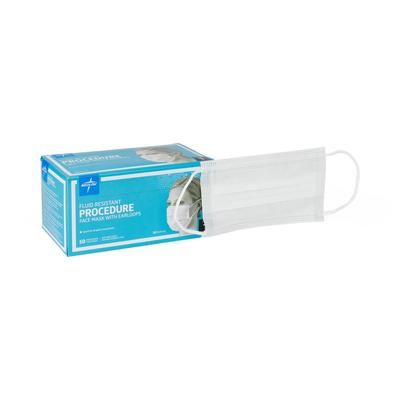 Medline ASTM Level 1 Procedure Face Mask with Ear Loops, White, 50/BX (NON27355Z)