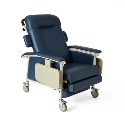 Medline CAL 117 Compliant ComfortEZ Infinite Clinical Recliner with Side Tray, Blueridge, Extra-Wide, 1 EA (FURN10400BLC)