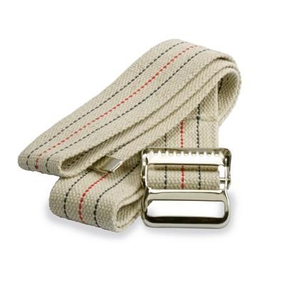 Medline Cotton Gait/Transfer Belt with Metal Buckle, Bariatric, 2" x 72", Beige with Stripes, 1 EA (MDT821203L)