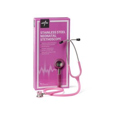 Medline Elite Stainless Steel Neonatal Stethoscope, Pink, 1 EA (MDS92160)
