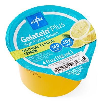 Medline Gelatein Plus High-Protein Gelatin, Lemon Flavor, 4-oz. Cup, 36/CS (ENT703)