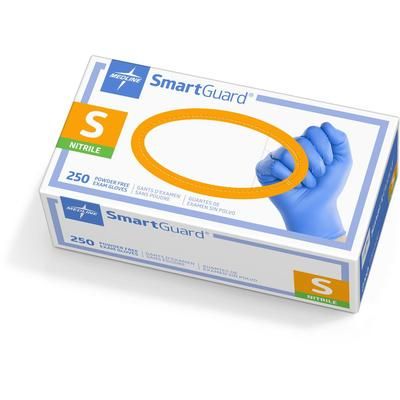 Medline SmartGuard Powder-Free Nitrile Exam Gloves, Size S, 250/Box, 250/BX (SG311H)