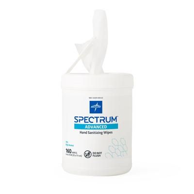 Medline Spectrum Hand Sanitizer Wipes with 70% Ethyl Alcohol, 160 Wipes/Container, 6/CS (HH70W160)