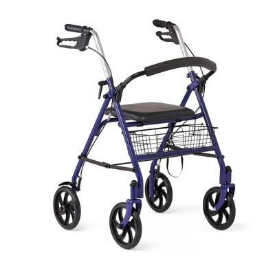 Medline Steel Rollator with 8" Wheels and Basket, Blue, Knockdown, 1 EA (MDS86860EBS8)