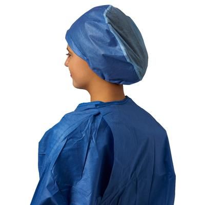 Medline Premium SMS/Polypropylene Head Cover, Elastic Back and Adjustable Front, Blue, Size Regular, 100/BX (NON61980Z)