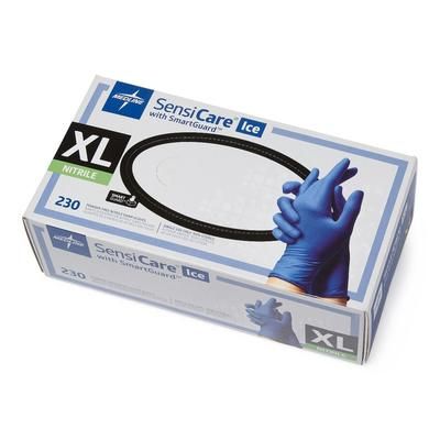 Medline SensiCare Ice Powder-Free Nitrile Exam Gloves with SmartGuard Film, Size XL, 230/BX (MDS6804H)