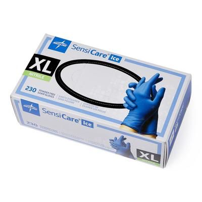 Medline SensiCare Ice Powder-Free Nitrile Exam Gloves, Size XL, 230/BX (MDS2504H)