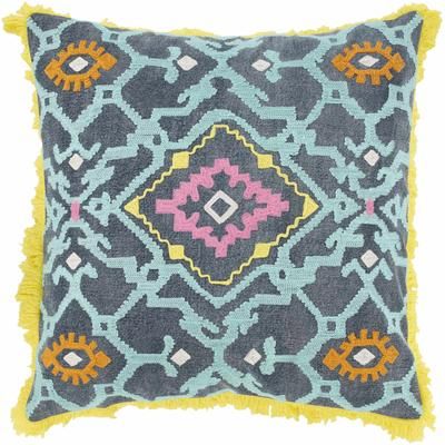 Kasota 20" Square Cotton Aqua/White/Dark Blue/Grass Green/Lavender/Orange/Yellow/Lime Green Throw Pillow - Boutique Rugs
