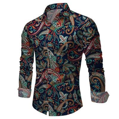 Retrò Vintage Anni '70 Camicia Camicia Aloha Hippie Paisley Costume Per uomo Mascherata Feste Abbigliamento quotidiano Parata dell'Orgoglio Adulti Camicia