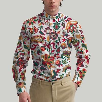 Retrò Vintage Anni '70 Camicia Camicia Aloha Hippie Floreale Costume Per uomo Mascherata Feste Abbigliamento quotidiano Parata dell'Orgoglio Adulti Camicia
