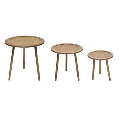 Accent Table (Set of 3) 16"D x 16"H, 20"D x 20"H, 24"D x 24"H Wood by Melrose in Brown
