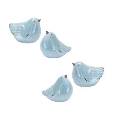 Cracked Terra Cotta Bird Figurine with Distressed Finish (Set of 4) by Melrose in Blue Grey