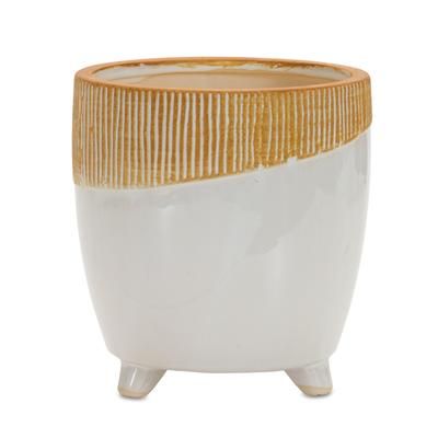 Pot w/Legs 7"H Terra Cotta by Melrose in Brown/white