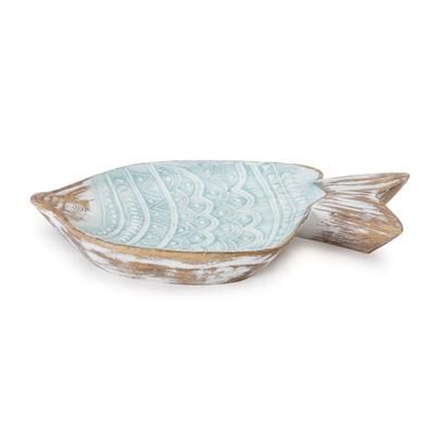 Fish Bowl 11.5"L x 6.75"W Resin by Melrose in Blue/white